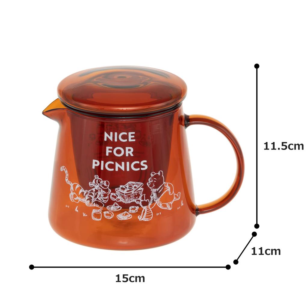 Maebata Стеклянная кастрюля Винни-Пух из термостойкого стекла, пригодна для посудомоечной машины и микроволновой печи, 600 мл, Disney 52824 D-WP33