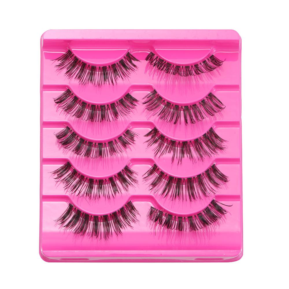 5 Pairs Cosmetic Long Cross Soft Thick Handmade Black False Fake Eyelashes Eye Lashes Extension