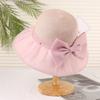 Summer seaside sunscreen straw hat women's big-brimmed sun hat showing face small bucket hat pearl bow beach hat