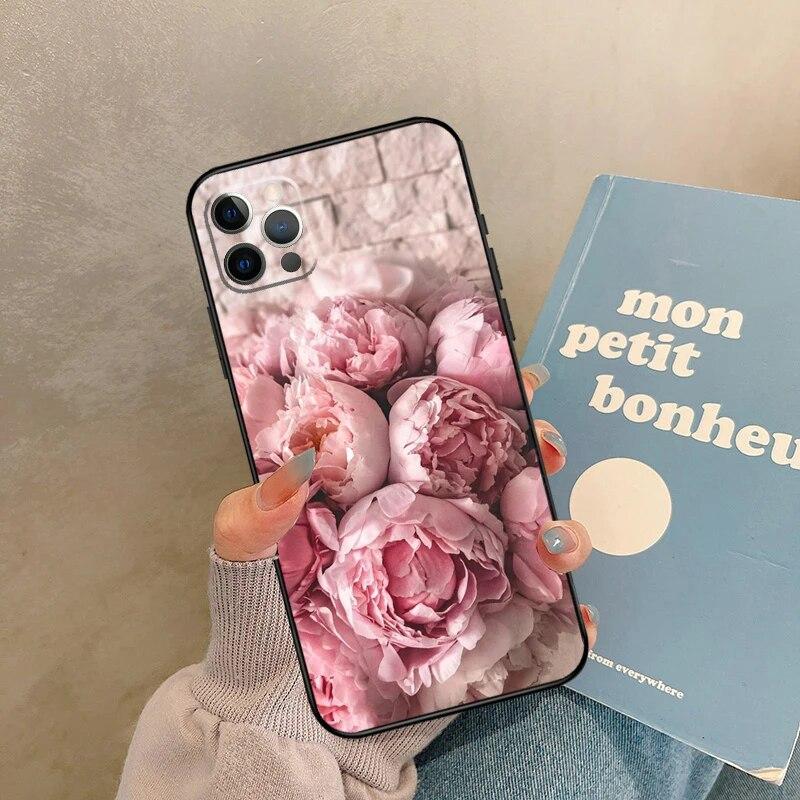 Розовый фиолетовый чехол для телефона с изображением пиона для iPhone Samsung Galaxy Redmi Xiaomi Oppo OnePlus Note SA 7 8 9 10 11 12 13 14 20 21 22 23 53 54 Pro Max Plus Ultra