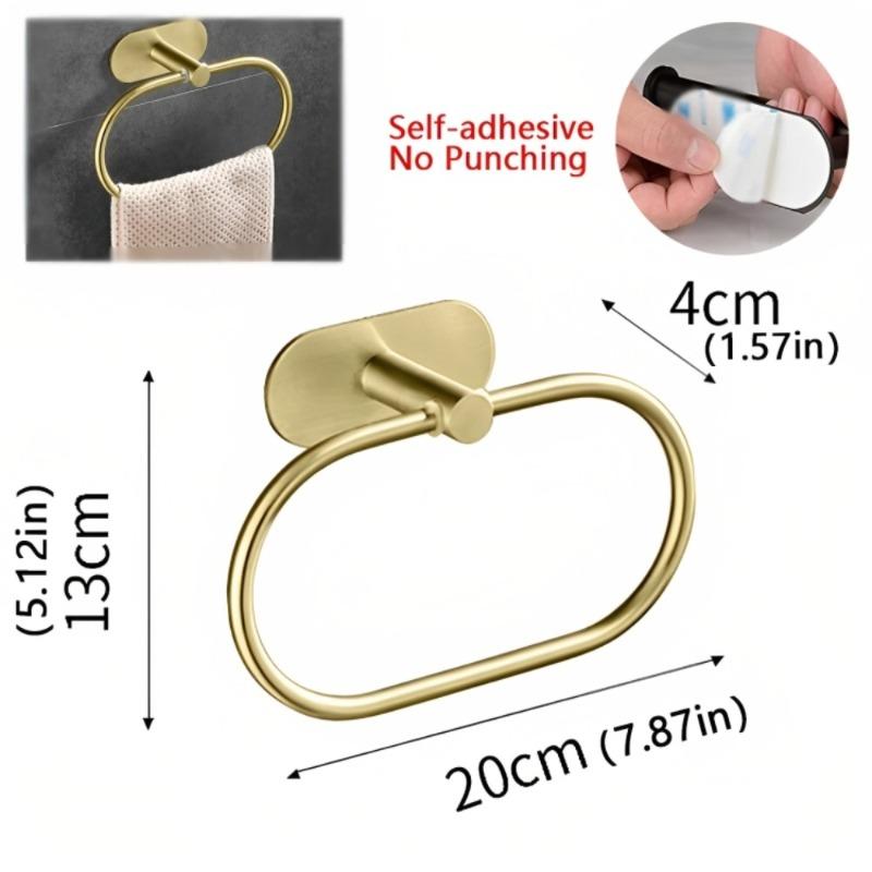 1PC Stainless Steel Bathroom Towel Ring Holder Wall Mounted Self Adhesive Rack for Towels No Drill Installation Gold Towel Rack