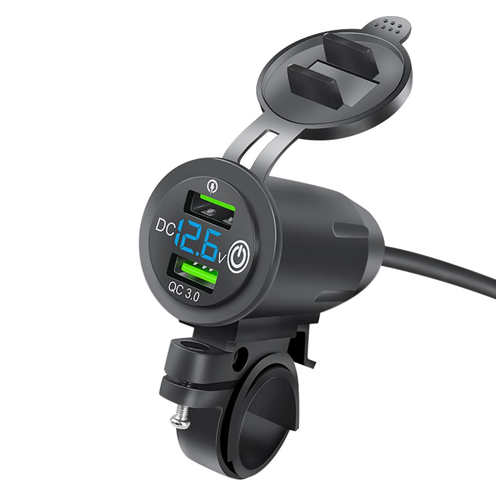 Зарядное устройство для мотоцикла Dual QC 3.0 USB зарядное устройство вольтметр модифицированное зеркало телефон зарядное устройство водонепроницаемый быстрый адаптер питания гнездо