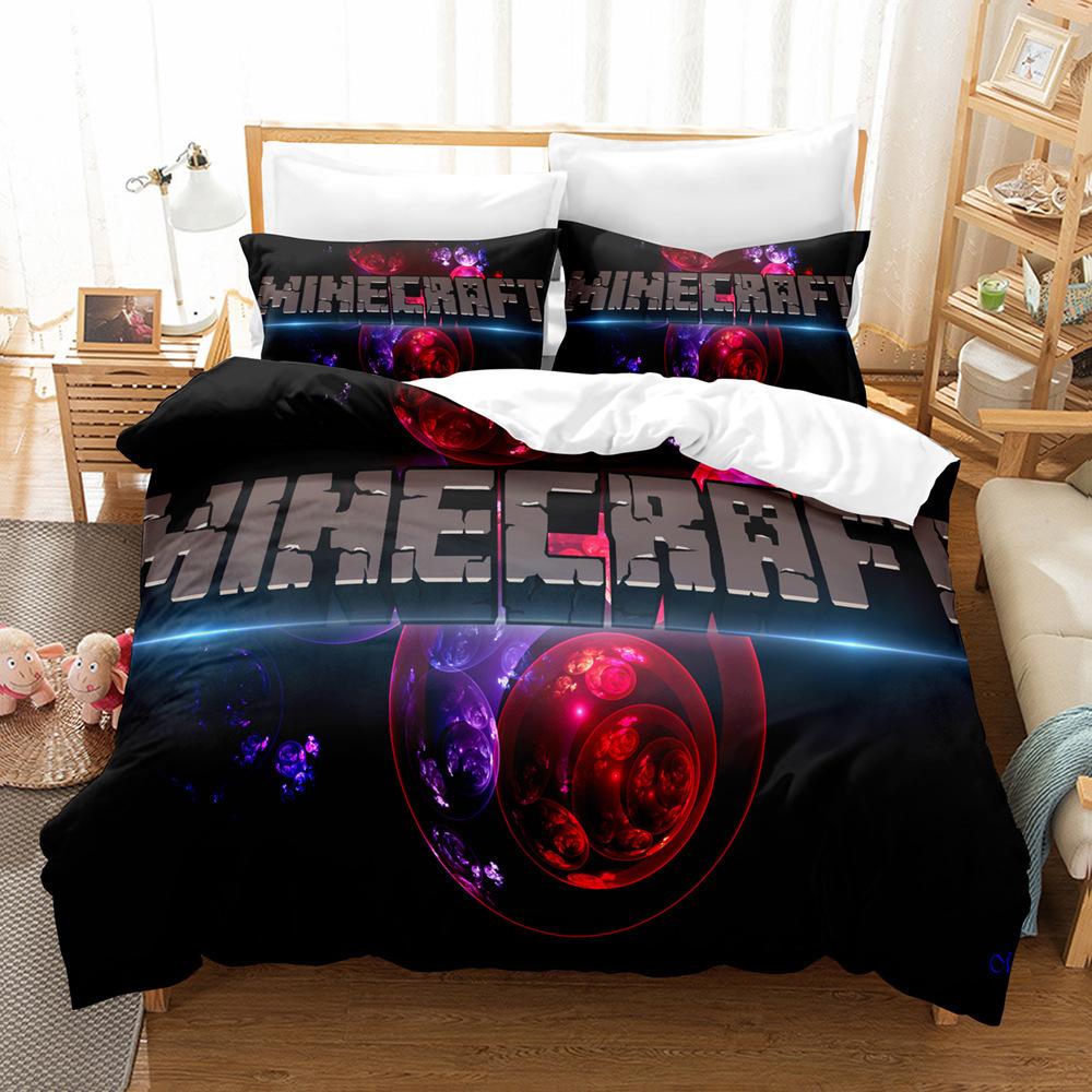 3D Digital Printing Quilt Set Three-Piece Minecraft Game Children'S Cartoon
