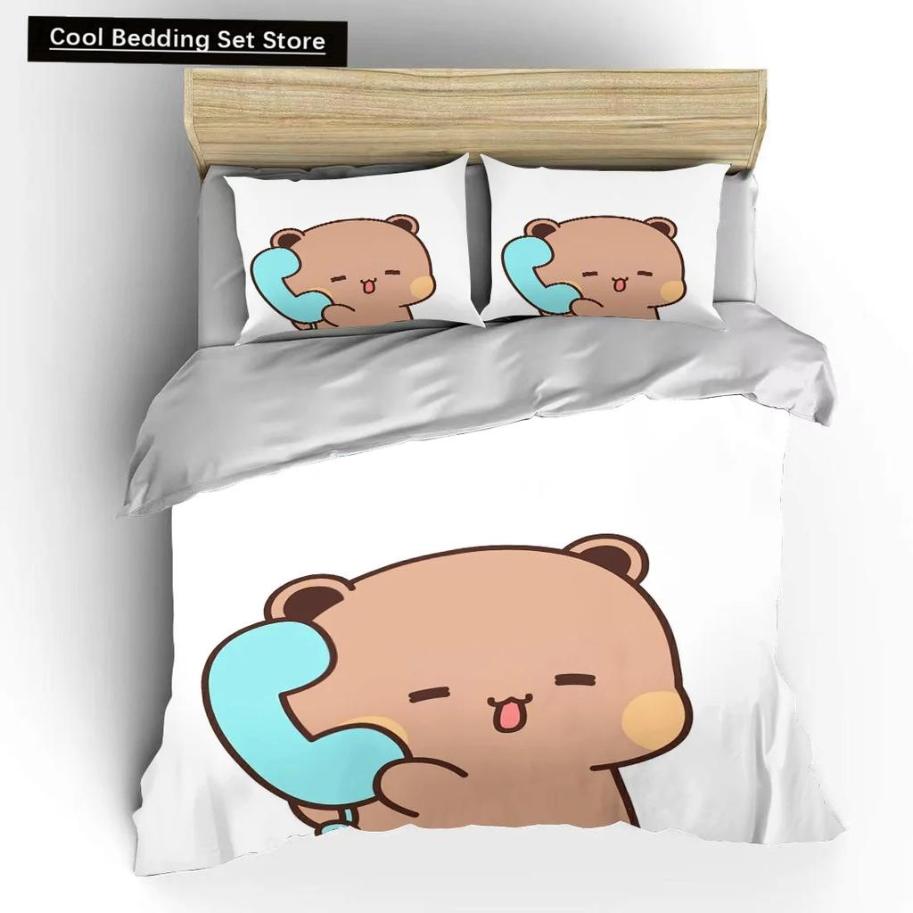 3D Bubu Dudu мультфильм милый медведь Kawaii рождественский подарок King Twin двуспальный детский комплект постельного белья микрофибра или полиэстер пододеяльник комплект