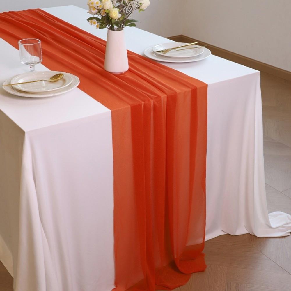 Solid Color Chiffon Table Runner Reusable Gauze Table Runner Wedding Table Runner  Dinning Table