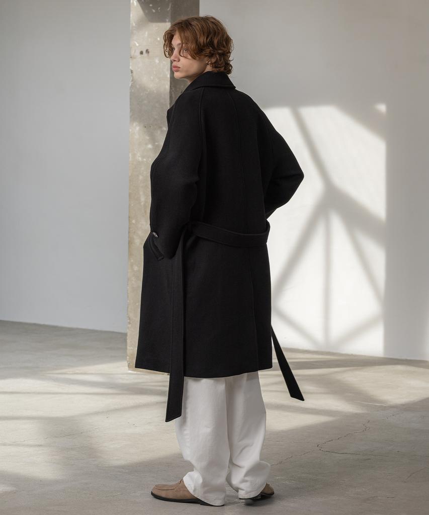 Decoroso Trium Balmacaan Wool Robe Coat [Black]
