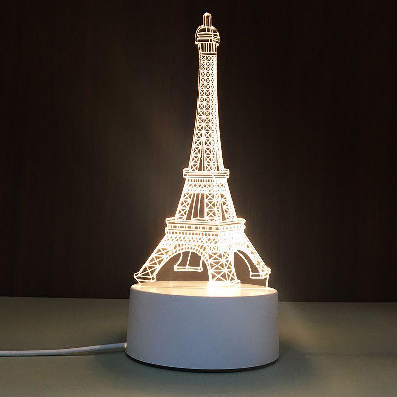 USB Настольная лампа с акриловой панелью с 3D-эффектом и светодиодной подсветкой для праздничного декора