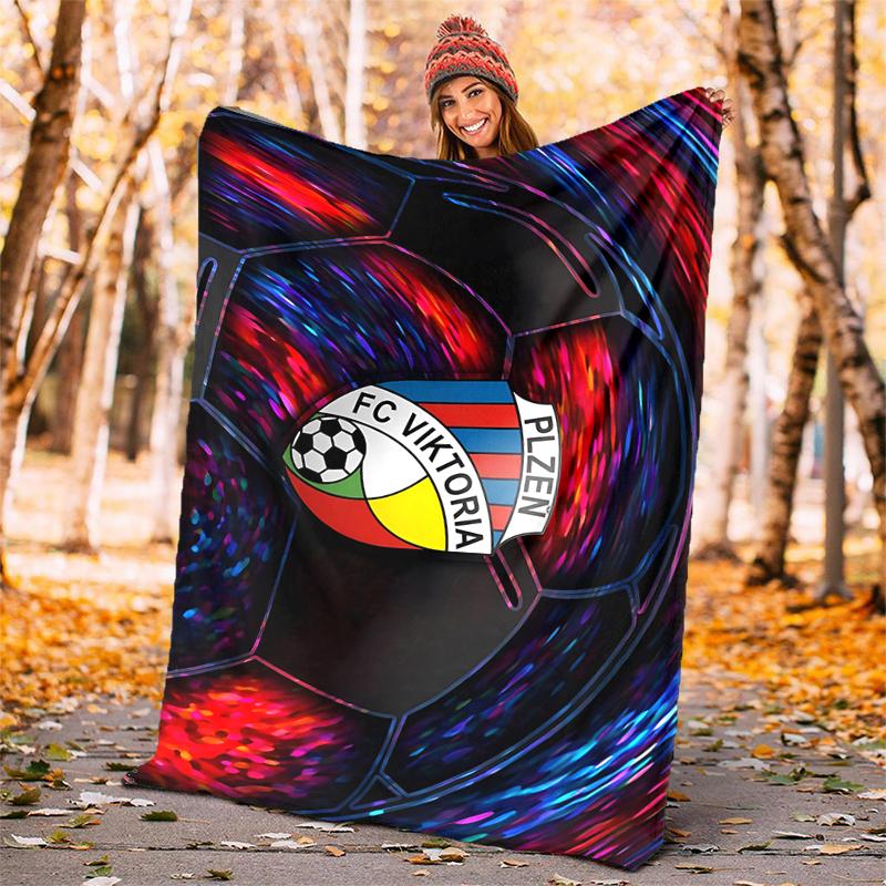 FC Viktoria Flannel Blanket Soft All-Season Throw, Design for Camping, Car Travel, Hiking Sofa, Bed, Office Perfect Gift for Parties