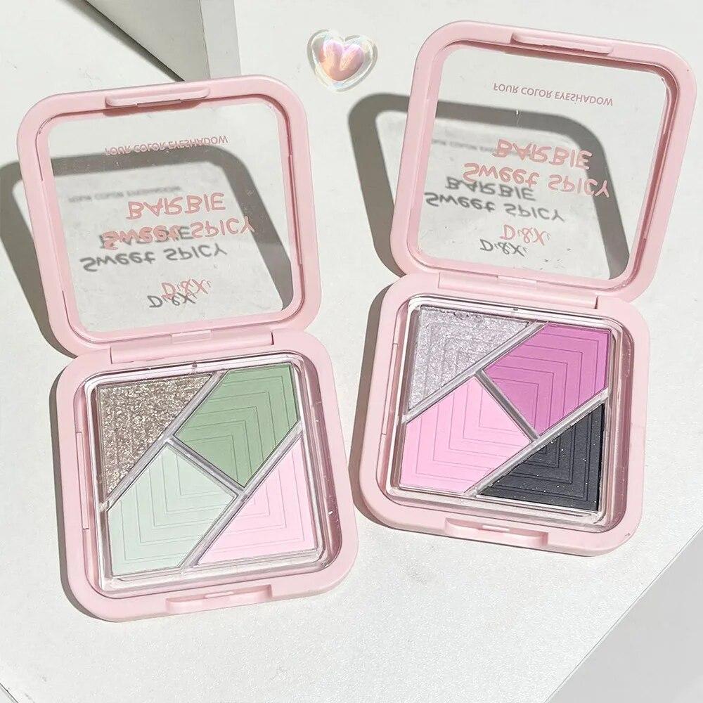 4 цвета, палитра теней для век, синий, зеленый, блестящий, жемчужно-матовый, черный, розовый, земляной цвет, тени для век, стойкий макияж, корейская косметика, 1 шт.