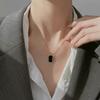 Stainless Steel European And American Light Luxury Black Square Pendant Necklace