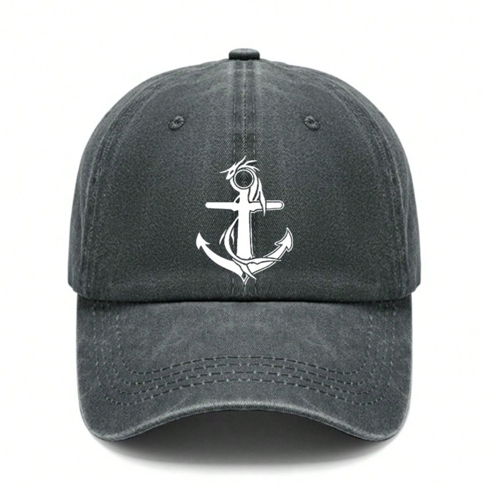 [Anchor Print Baseball Cap] Nautical Vintage Style Polyester Adjustable Breathable Casual Outdoor Sports Baseball Hat For Men Women
