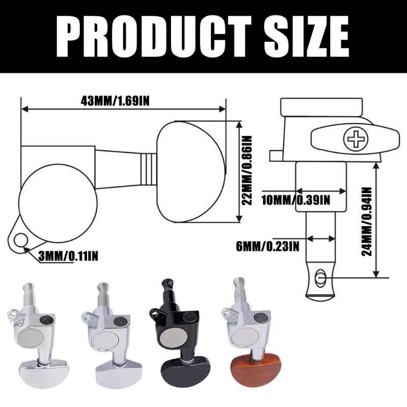 6Pcs Sealed Guitar Tunings Pegs 3 Left 3 Right Guitar Machine Heads Knobs Tuner Replacement Guitar Accessories