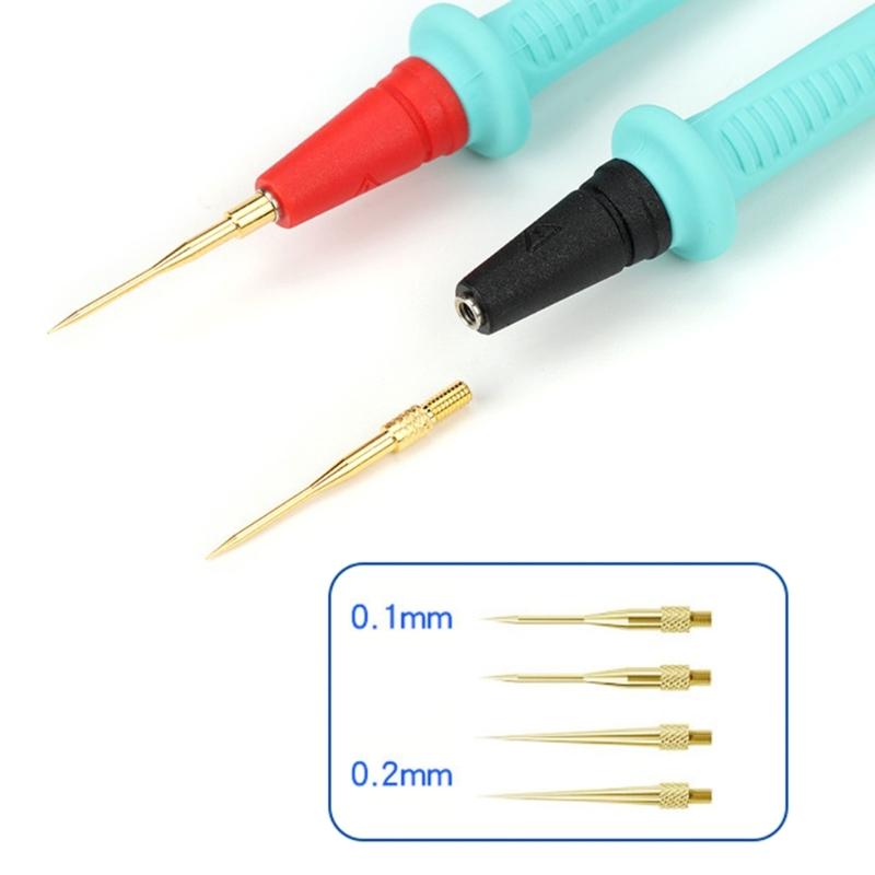 AntiSlip Multimeter Test Leads Probes With Soft Grip And 4 Interchangeable Steel Needle Tip For Versatilitys Use