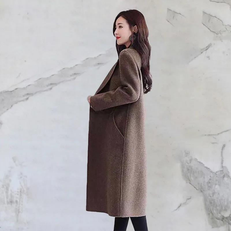Woolen Coat Women's Medium and Long Models, New Slim-fitting To Cover the Stomach, Old Mother's Casual Temperament, Woolen Coat