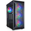 TOOQ TQGCC101-B - Корпус Midi-Tower для гейминга RAGNÄROK ATX/MicroATX/Mini-ITX, Закаленное стекло, 4 RGB-вентилятора в комплекте, Черный