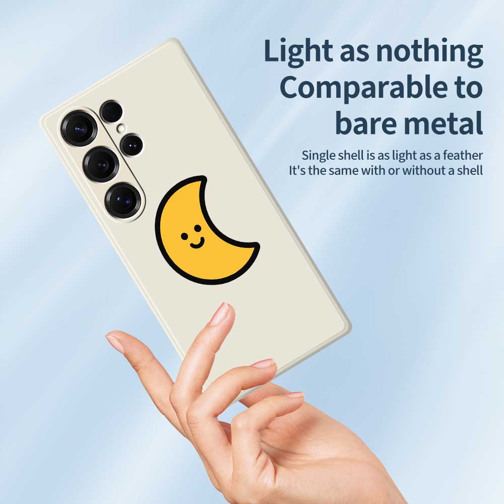 Чехол для Samsung Galaxy S25 Ultra Желтый Лунный Узор Печать Прямой Край ТПУ Задняя Крышка Телефона