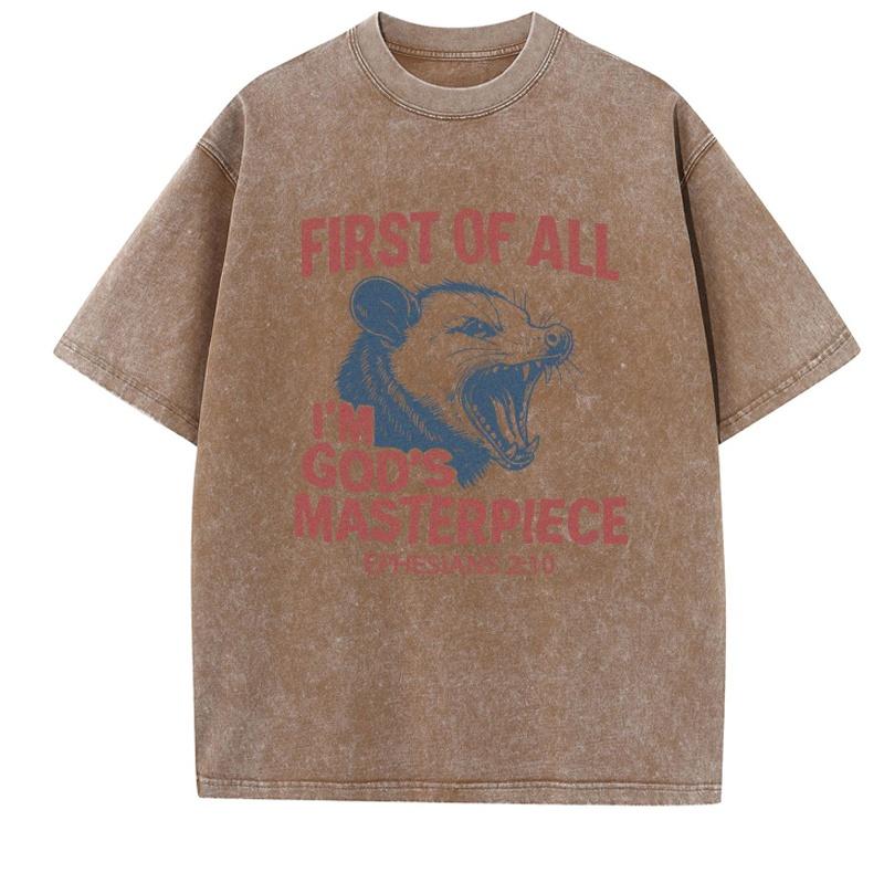 First of All Im Gods Masterpiece Graphic T Shirts Ephesians 210 T Shirt Jesus Opossum Retro Grphic Tee Funny Christian