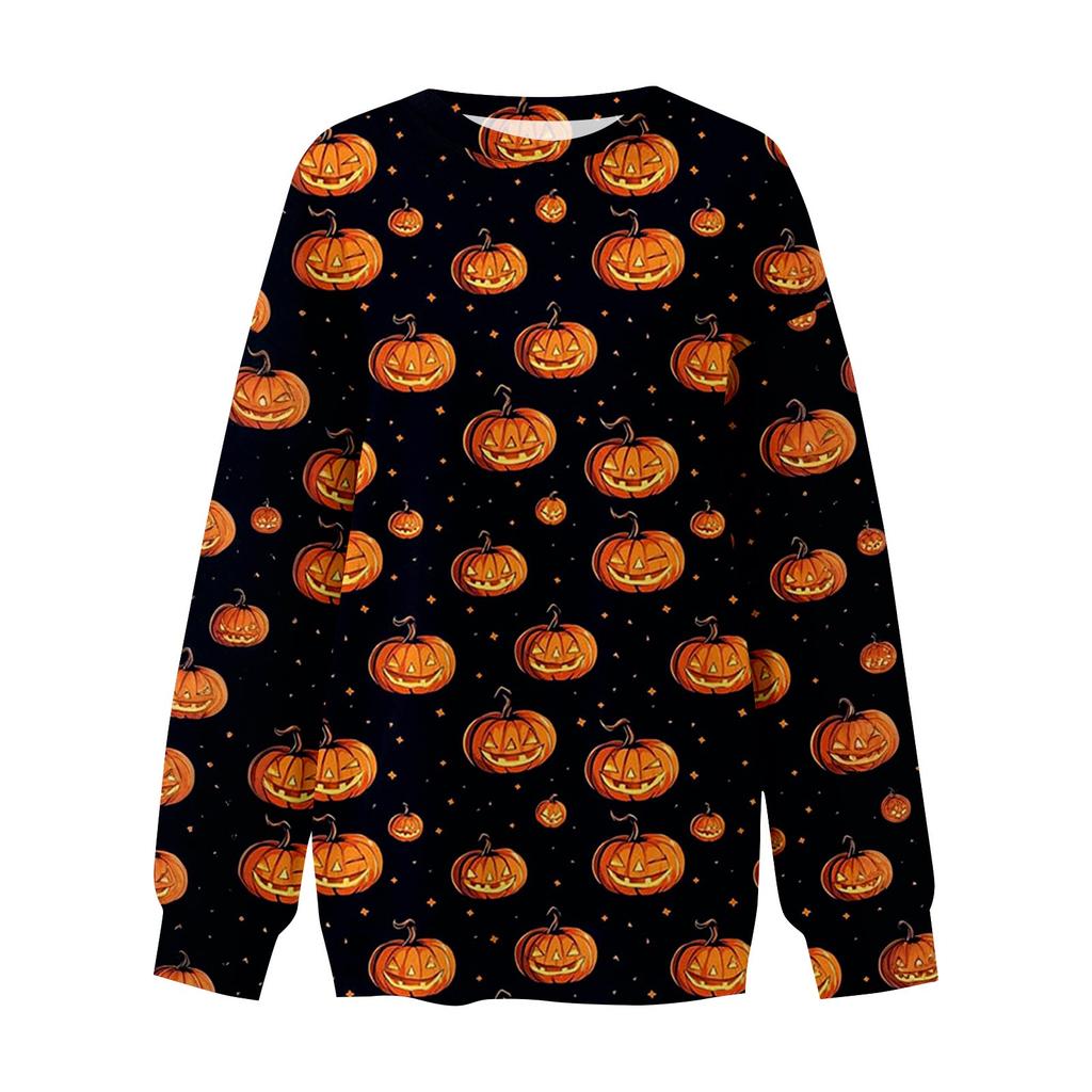 Женский модный повседневный свитшот с длинным рукавом и принтом на Хэллоуин