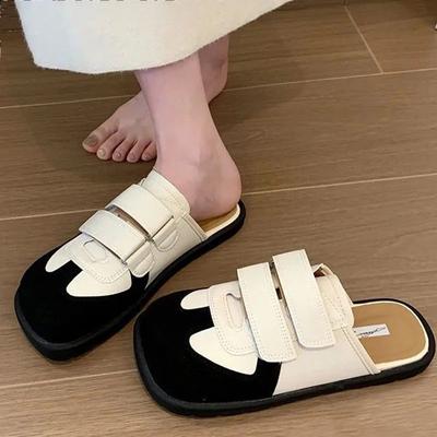 Мода 2024 года, новые женские тапочки с круглым носком, полумешок, модные нескользящие повседневные женские туфли с плетением, Zapatillas plataforma mujer