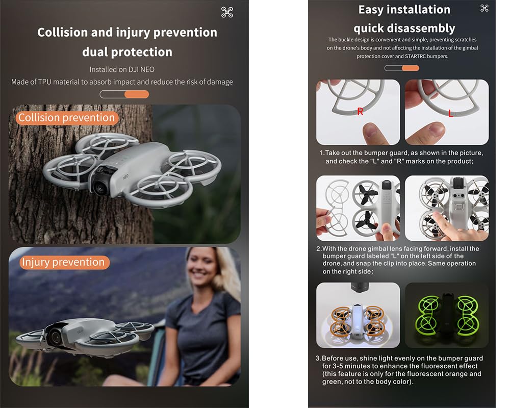 Защита пропеллера для флуоресцентного пропеллера DJI Neo Защита пропеллера Легкая полная защита (оранжевый)