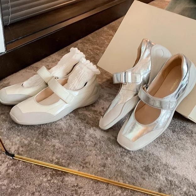 Версия из коровьей кожи винограда мать та же ленивая липучка мягкая функция ветер плоская подошва натуральная кожа Мэри Джейн одиночные туфли женские весна и осень