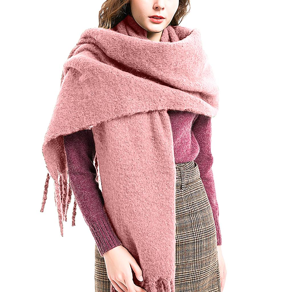 Женский осенне-зимний рождественский модный теплый повседневный однотонный длинный шарф