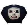 Y2K Autumn and Winter Funny Face Loose and Versatile Round Neck Knitted Pullover Sweater for Women