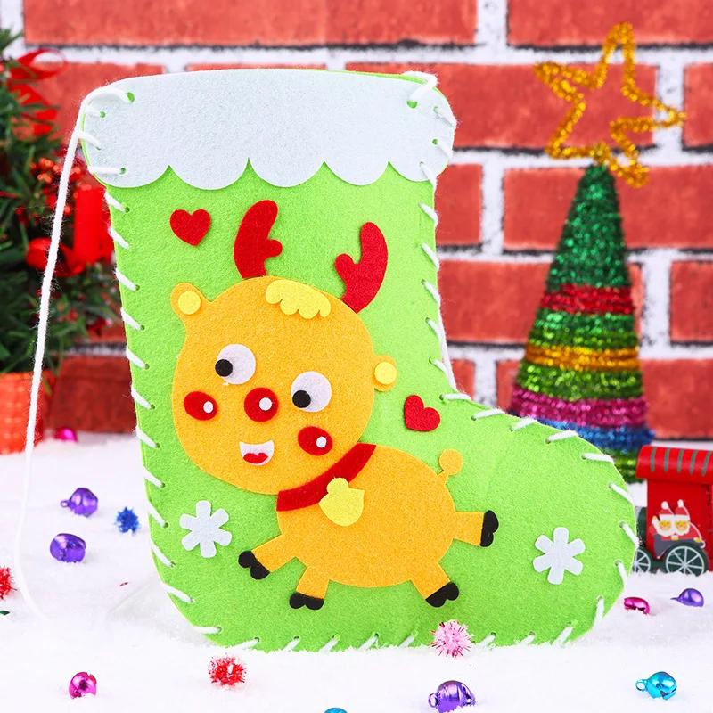 Детская DIY тканевая рождественская сумочка Игрушки Детский сад Творческий Познавательный Ручная работа Мультяшный Рождественский носок Шапка Набор для поделок Игрушка, разработанная для детей