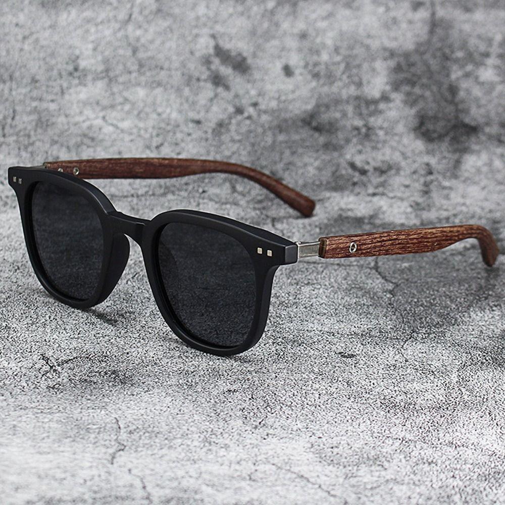 Vintage UV Protection Wood Grain Sunglasses Outdoor Street Photography Square Frame Sun Glasses Cycling Eyewear for Women & Men
