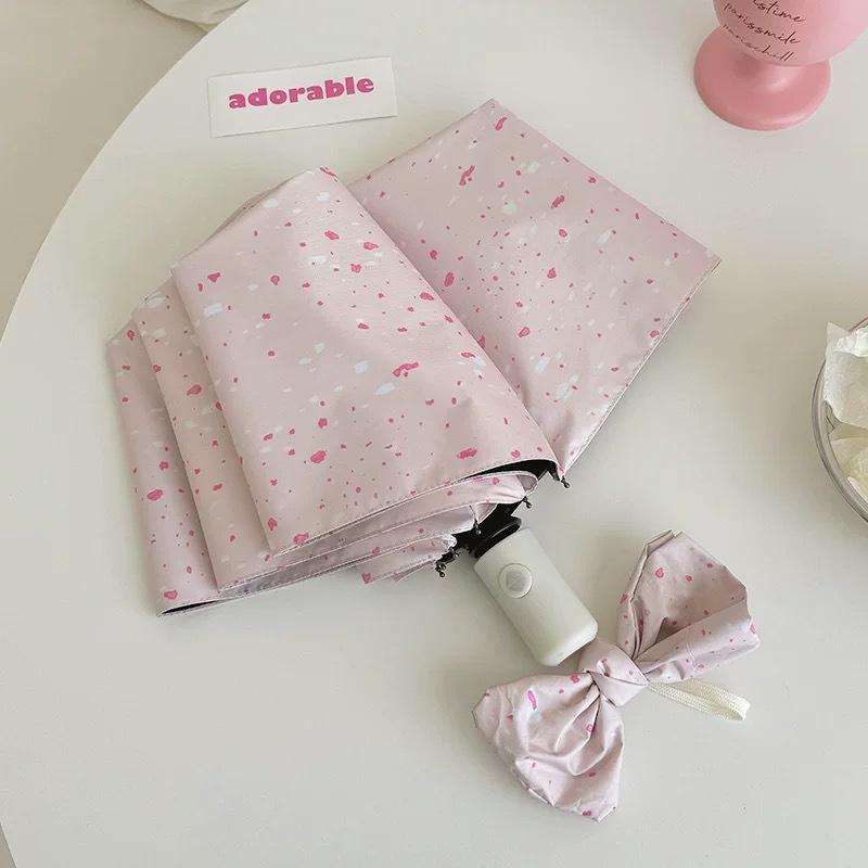 High-Value Pink Ink Splash Umbrella Sun Rain Dual-Purpose Sun Umbrella Women'S Vinyl Sun Protection And Ultraviolet Umbrella Dur