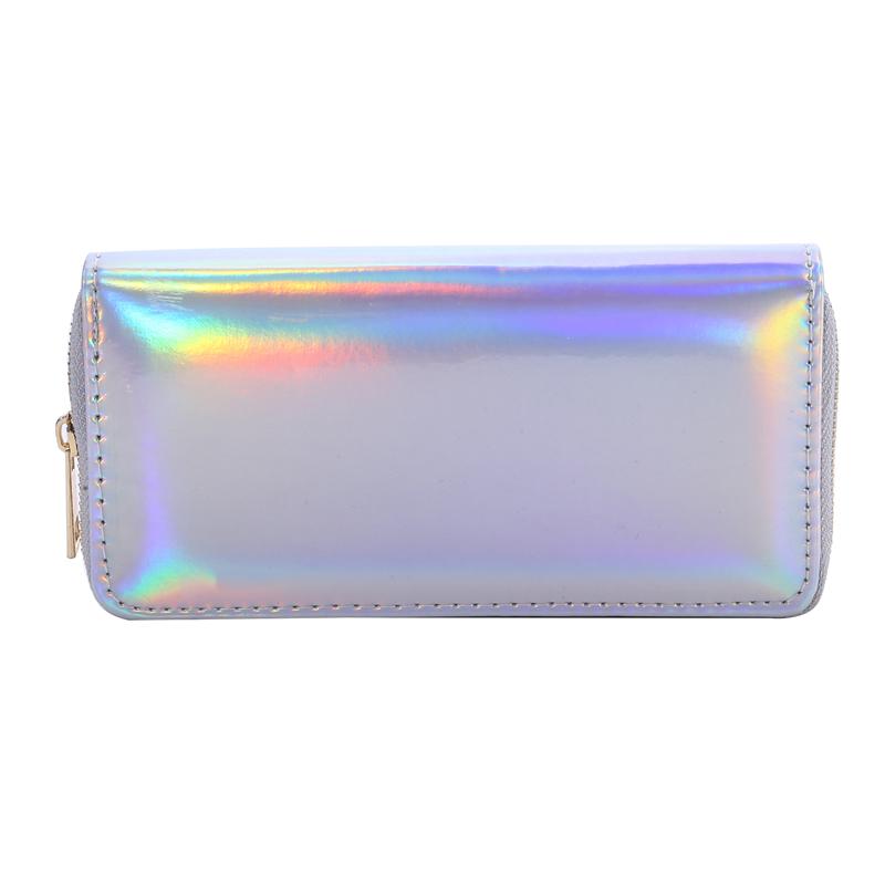 New Lanyard Laser Holographic Wallet Women Long Purse Female Clutch Bag Women Wallets Purses Zip Phone Pocket Carteras