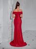 Европейское и американское облегающее платье с асимметричным вырезом и разрезом - Элегантное длинное вечернее платье для вечеринки с лентой