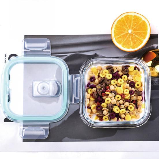 Стеклянный ланч-бокс Bento Box Разделенные контейнеры для приготовления пищи с крышками Штабелируемые многоразовые контейнеры для хранения продуктов