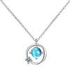 925 Sterling Silver Link Chain Blue Crystal Round Necklace For Women Collares Femme Choker Necklace Dz815