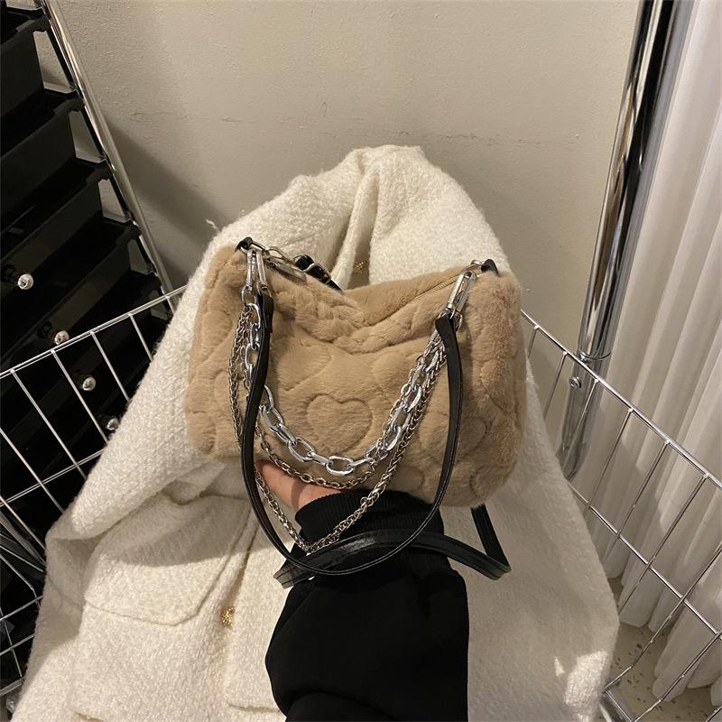 Модная сумка через плечо для женщин, новая модная универсальная меховая сумка через плечо для женщин, сумка Ins Niche Chain