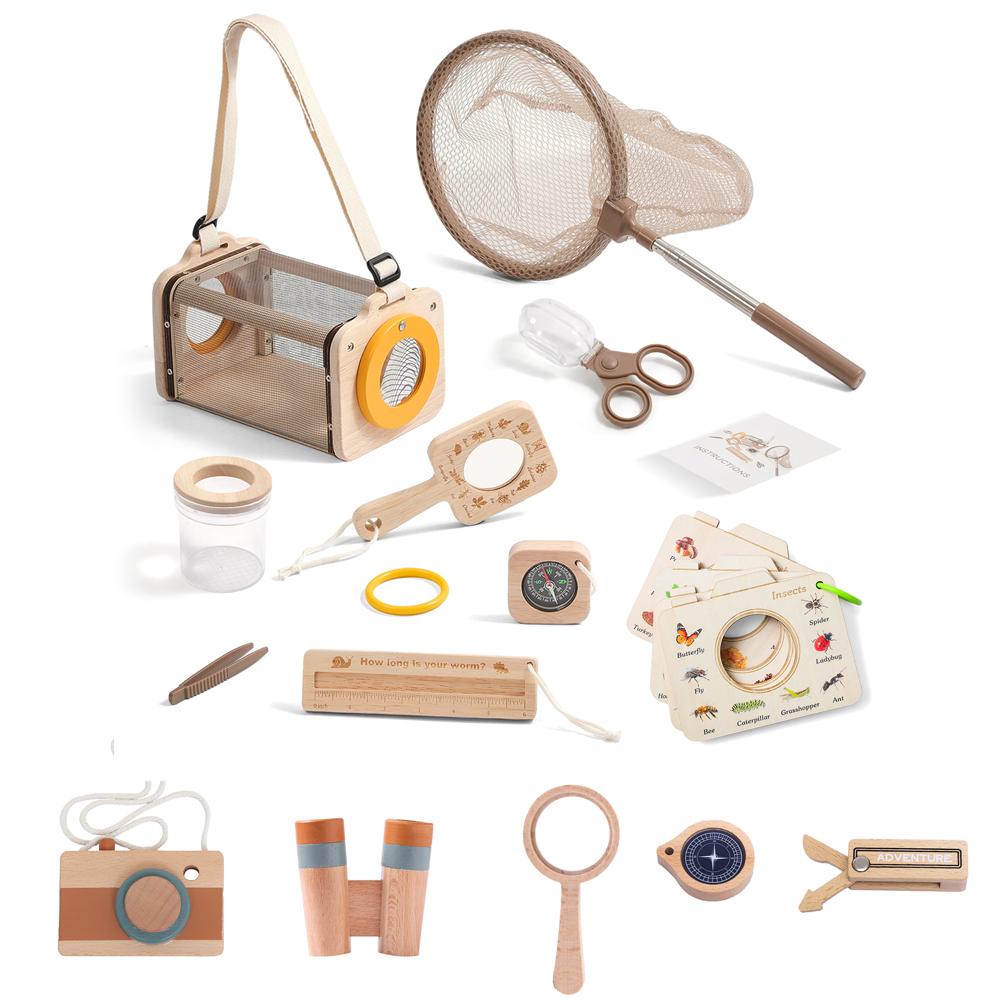 Детский набор для юного исследователя для улицы, Детские развивающие игрушки Монтессори, Коробка для наблюдения за насекомыми и растениями, Вьювер, Сачок для ловли, Подарочный набор