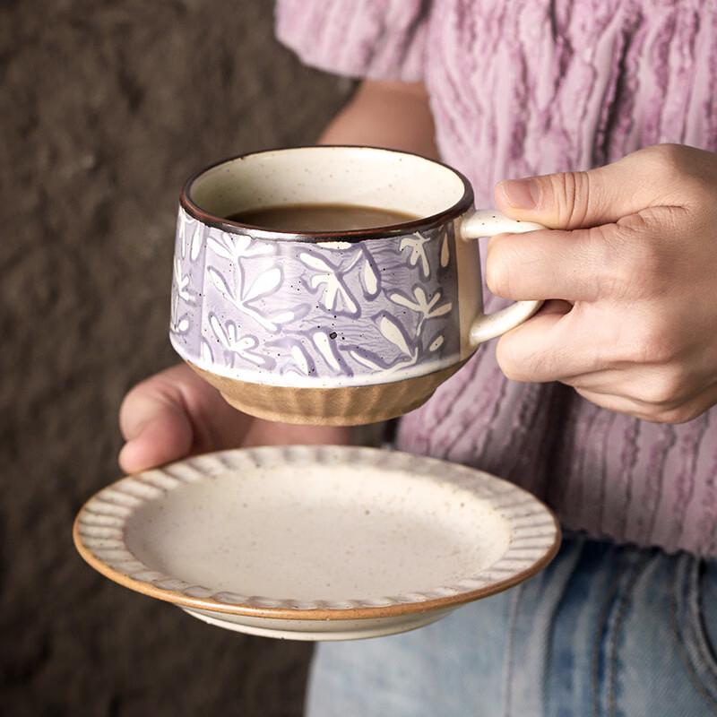 Rustic Ceramic Coffee Cup & Saucer Set