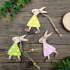12/6pcs Vintage Bunny Easter Ornaments, Wooden Rabbit Eggs, Spring Party Decorations Festive Tree Charms Seasonal Garden Accents