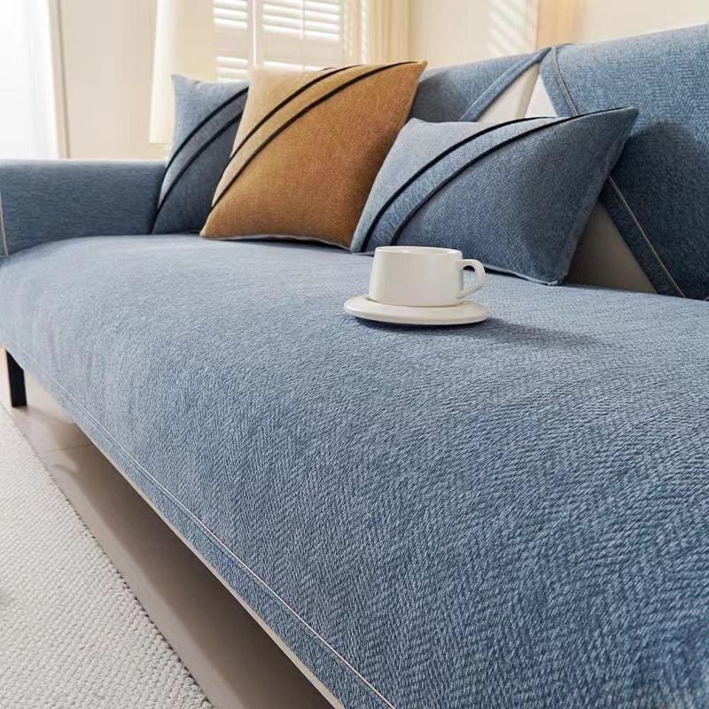 New Chenier Sofa Cushion Cover Pad, High-Grade Slippery Seat Cushion, Four-Season Universal Straight Sofa Cover Cloth