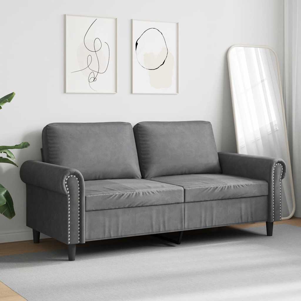 Vidaxl Sofa 2-Osobowa, Ciemnoszary, 140 Cm, Tapicerowana Aksamitem