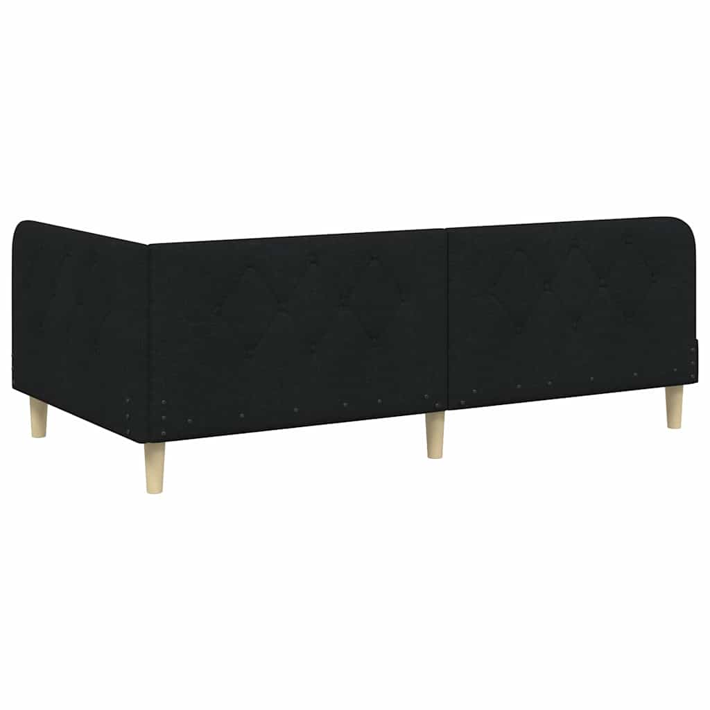 Corner Bed Frame Black 90 x 190 cm Fabric