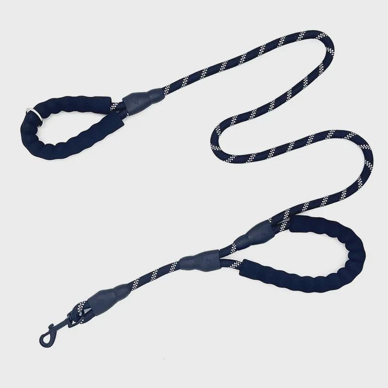 Double Handle Reflective Large Dog Leash with Logo