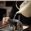 200ml Handmade Embossed Lotus Ceramic Tea TureeWabi Sabi Style Bowl Cover Coarse Ceramic Tea Set Bowl Cover Kung Fu Tea Set Gift