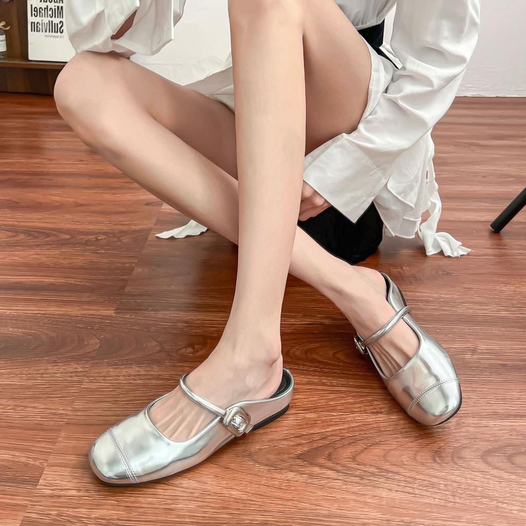 Grape Mother Autumn New Small Inner Height Increase Platform Muller Shoes Women 2025 French Temperament Single Shoes Women's Outer Wear