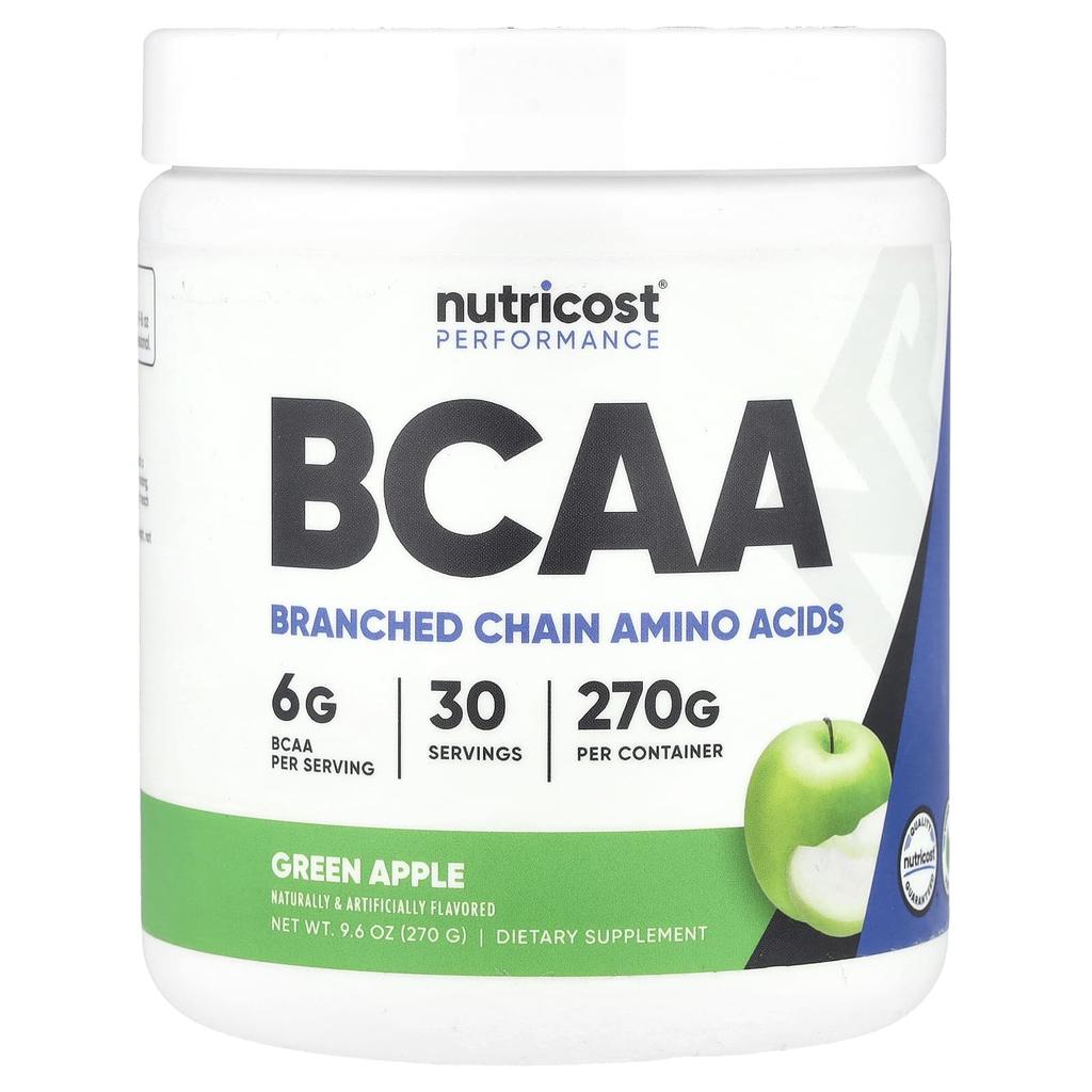 Nutricost Athletic Performance, BCAA, Green Apple, 9.6 Oz (270 G)