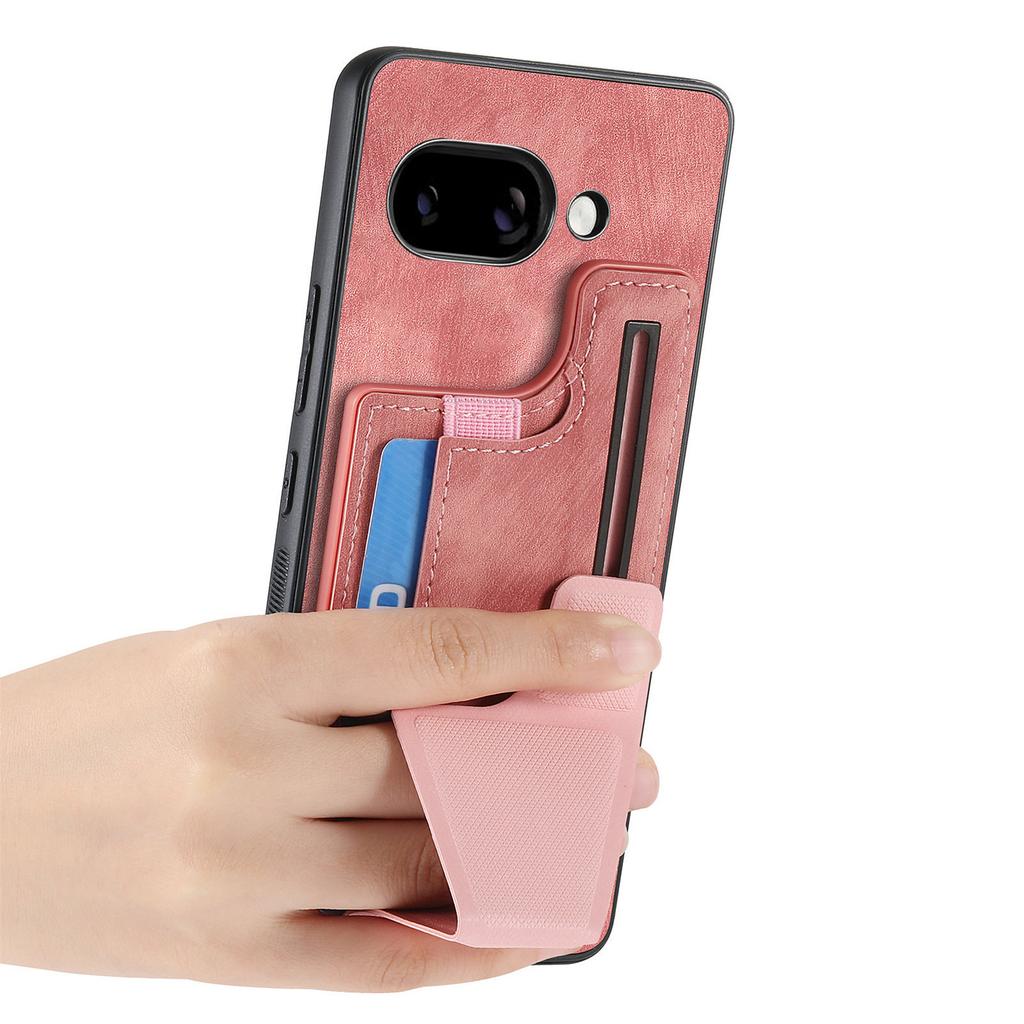 For Google Pixel 9a Case with Card Slot Kickstand Retro Leather Back Cover