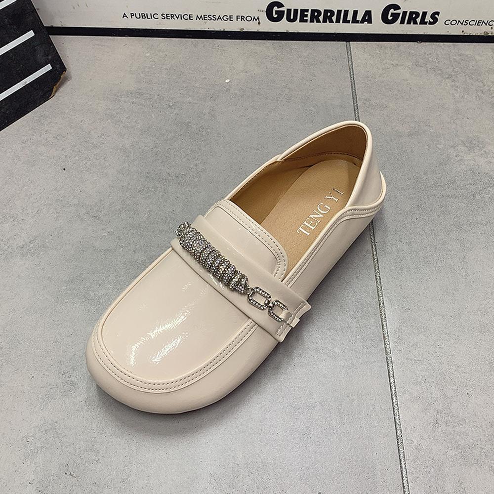 Модные женские лоферы Большого размера Повседневная женская обувь Женская обувь на плоской подошве Дизайнерские женские мюли Обувь из лакированной кожи со стразами