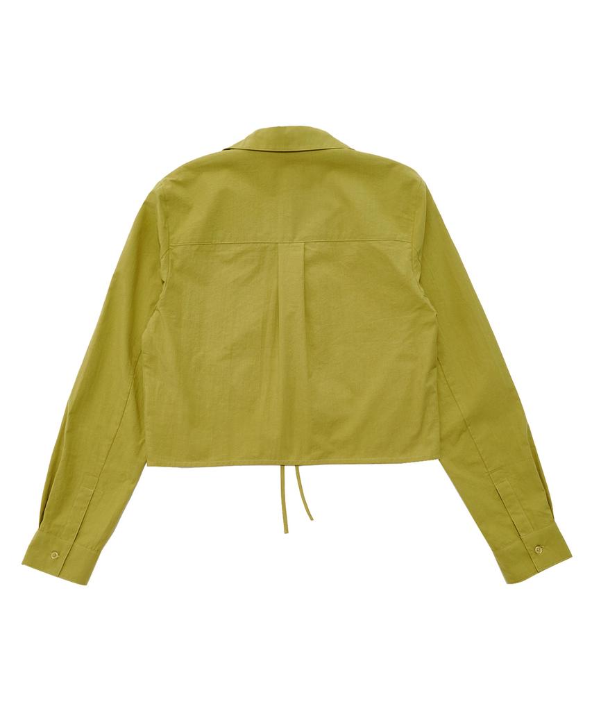 DELICCENT Ribbon Crop Shirt [Olive Green]