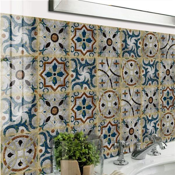 PVC Self-adhesive Sticker Waterproof DIY Tile Sticker Furniture Bathroom Kitchen Wall Stickers Removable Tile Stickers