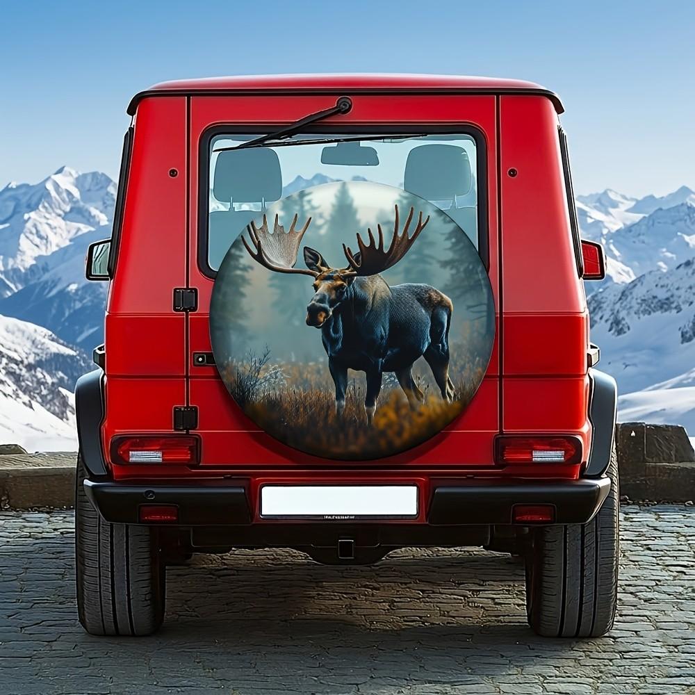 Misty Forest Moose Universal Car Tire Cover 14-17 Inch Easy Installation for SUV Camping Adventure